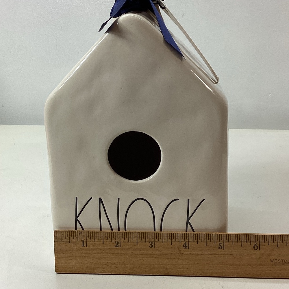 Rae Dunn Cream Ceramic BirdHouse with KNOCK on Fronf - Picture 9 of 10